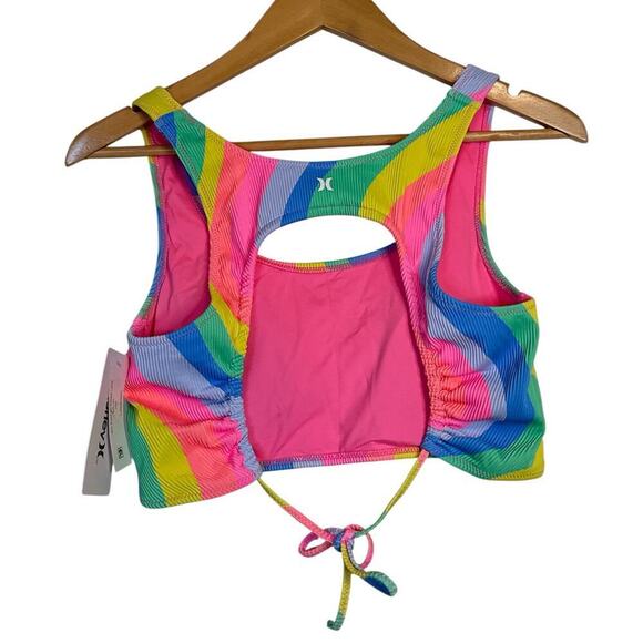 Hurley Women's Soft Waves Cutout Tie Back Bikini Top Boho Beach Size L Multi NWT - Picture 6 of 8